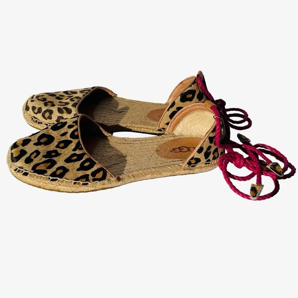 UGG Libbi Calf Hair Leopard Espadrille Flats Size 8 - Picture 3 of 8